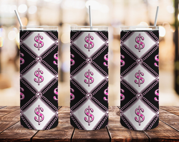 Luxury Pink Money Tumbler, Luxury Pink Money Skinny Tumbler.Jpg