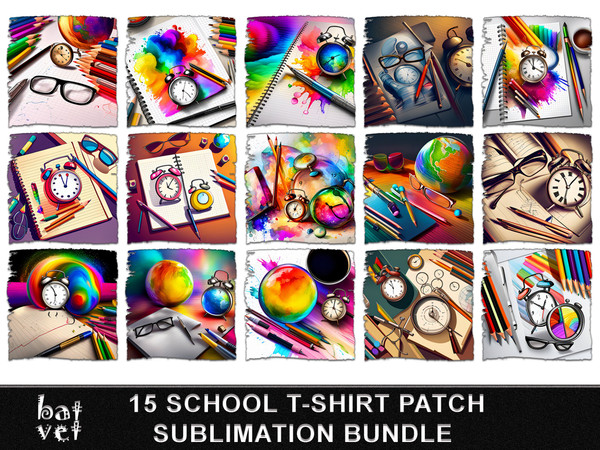 Back To School T-Shirt Design Bundle  School TShirt Print  Rainbow School  Shirt Print Design  School TShirt Sublimation Background - 1.jpg