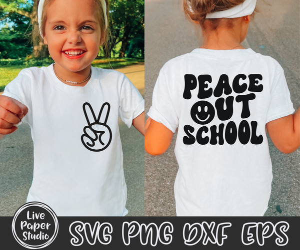 Last Day of School SVG, Peace Out School SVG Bundle, End of School, Peace Out Kindergarten, Wavy Text, Digital Download Png, Dxf, Eps Files - 8.jpg