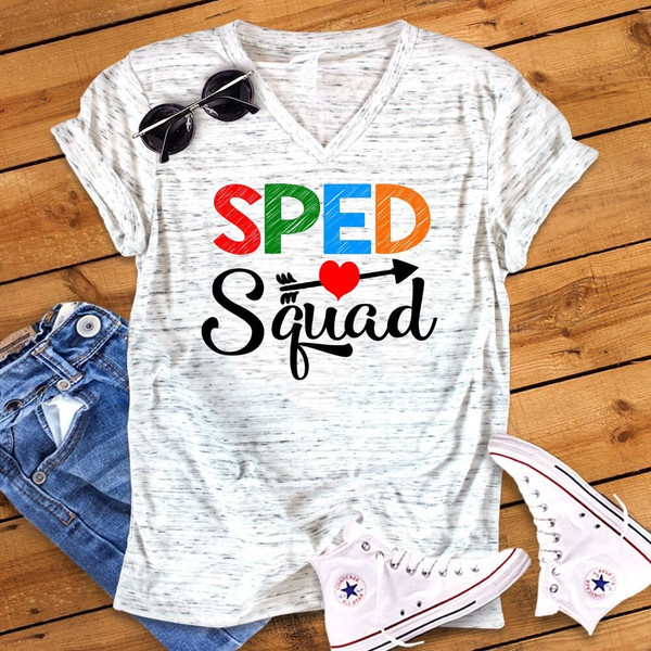 Sped Squad Back To School Special Education Teacher Novelty Graphic Unisex V Neck Graphic Tee T-Shirt - 1.jpg