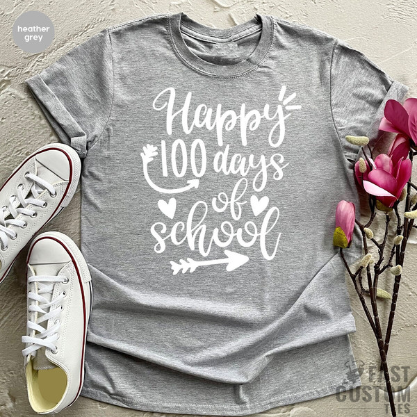 Teacher T Shirt, Happy 100 Days Of School Shirt, Back To School TShirt, Kindergarten Shirts, Schooling Shirt, Gift For Student, Teacher Gift - 4.jpg