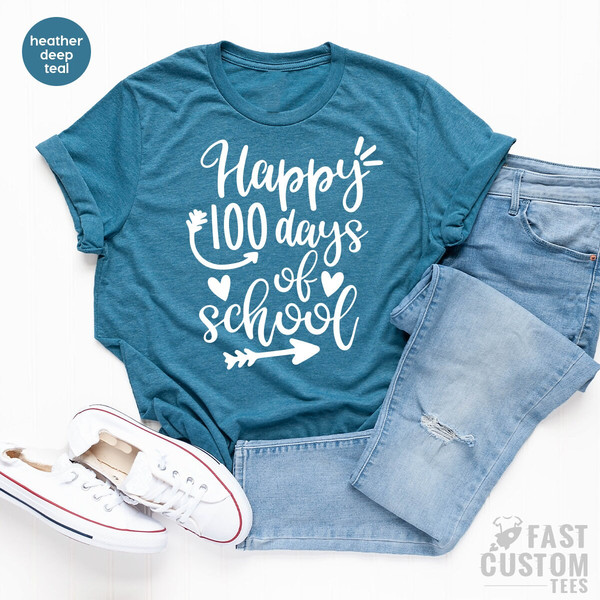 Teacher T Shirt, Happy 100 Days Of School Shirt, Back To School TShirt, Kindergarten Shirts, Schooling Shirt, Gift For Student, Teacher Gift - 5.jpg