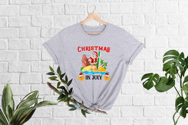 Christmas In July Shirt, Funny Summer T-Shirt, Summer Santa Shirt, Xmas In Summer, Xmas In July, Funny Christmas Shirt, Santa At The Beach - 3.jpg