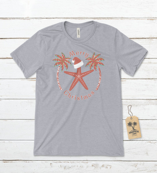 Merry Christmas - Santa Starfish Unisex T-Shirt, Christmas T-Shirt, Starfish T-Shirt, Tropical Christmas Shirt, Beach Christmas Shirt - 1.jpg