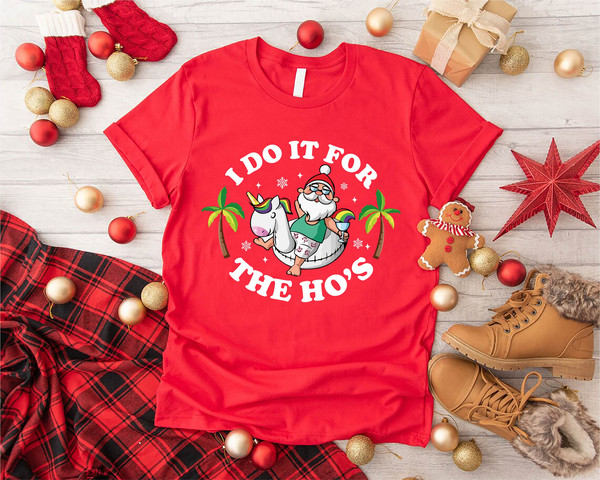 Funny Christmas in July Shirt, Beach Christmas Gift, Tropical Christmas Tshirt,I Do It For the Ho's, Funny Santa Shirt, Christmas Party Tee - 4.jpg