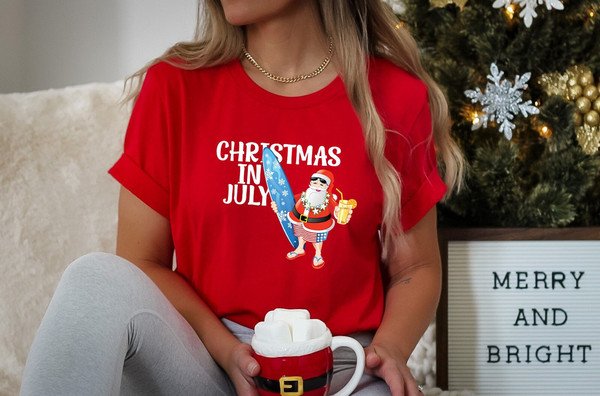 Funny Fourth of July Shirt Christmas in July Outfit Retro Santa Shirt Independence Day Shirt Women July 4th Party Shirt for Christmas Lovers - 1.jpg