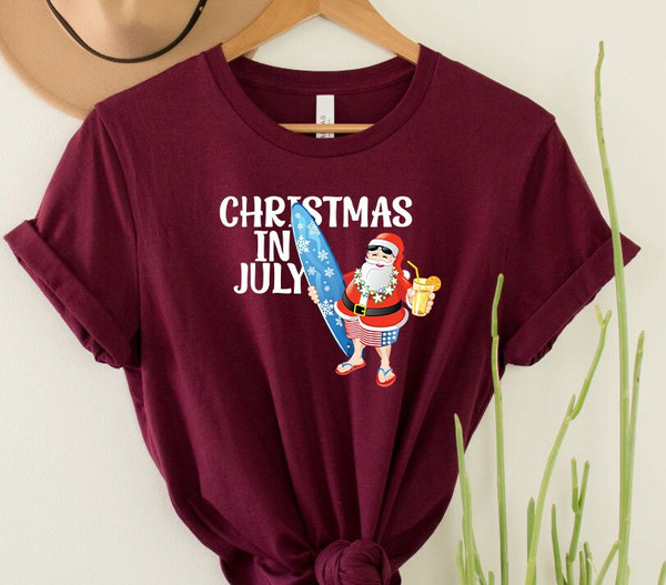 Funny Fourth of July Shirt Christmas in July Outfit Retro Santa Shirt Independence Day Shirt Women July 4th Party Shirt for Christmas Lovers - 2.jpg