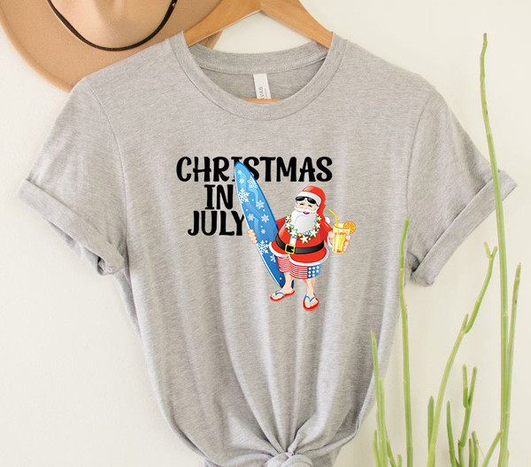 Funny Fourth of July Shirt Christmas in July Outfit Retro Santa Shirt Independence Day Shirt Women July 4th Party Shirt for Christmas Lovers - 3.jpg