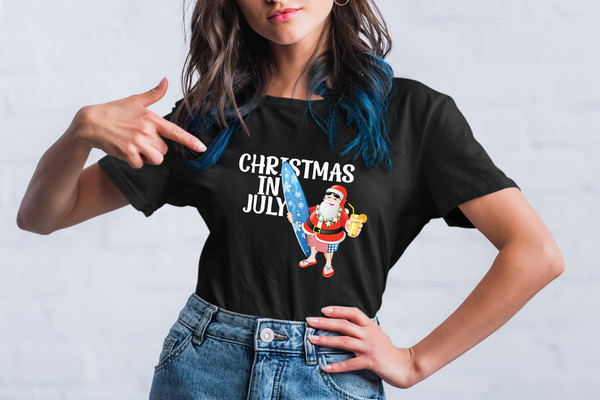 Funny Fourth of July Shirt Christmas in July Outfit Retro Santa Shirt Independence Day Shirt Women July 4th Party Shirt for Christmas Lovers - 4.jpg