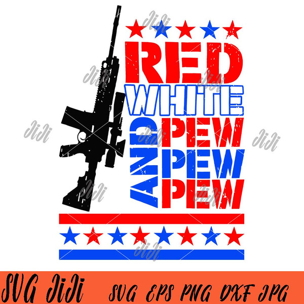 Red White And Pew Pew Pew SVG, Retro America SVG.jpg