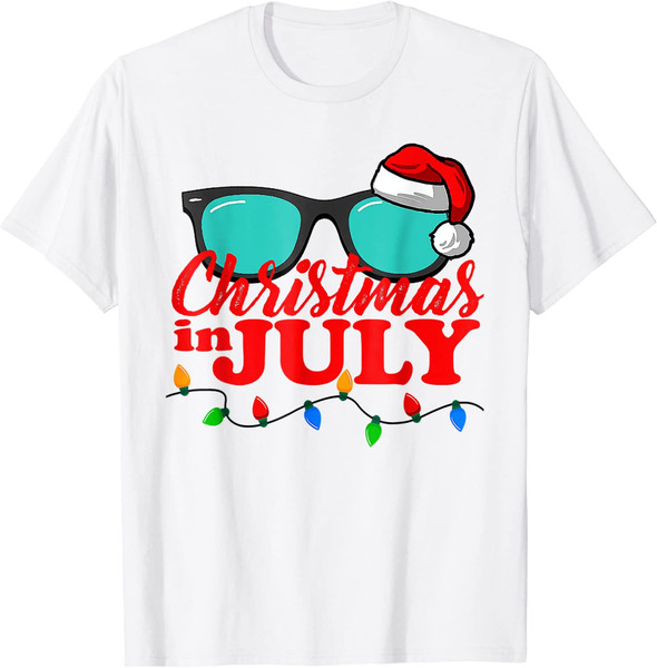 Christmas In July Santa Hat Sunglasses Summer Celebration T-Shirt - 41699 - 1.jpg