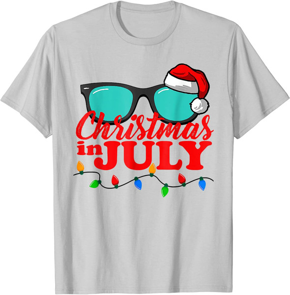 Christmas In July Santa Hat Sunglasses Summer Celebration T-Shirt - 41699 - 3.jpg