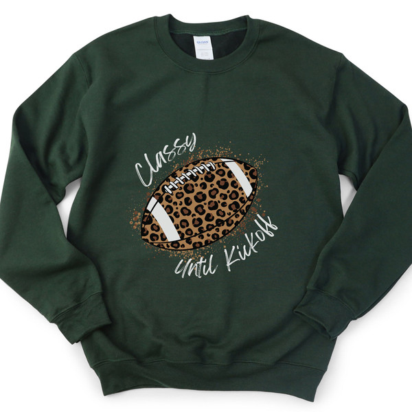 Classy Until Kickoff Crewneck Sweatshirt (White Font)  Football Shirt for Her  Womens Leopard Football Shirt - 5.jpg