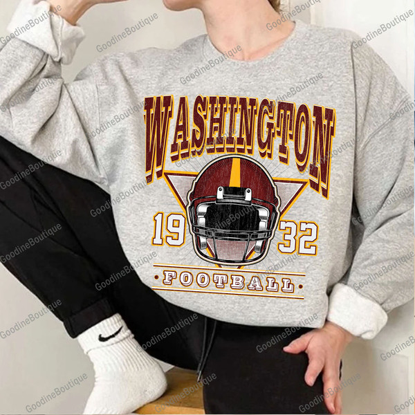 Vintage Style Washington Football Crewneck Sweatshirt  T Shirt, Washington Football Sweatshirt, Washington Football Fan, Sunday Uni Hoodie - 4.jpg