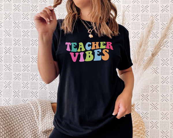 Teacher Vibes Shirt, Teach Shirt, Cute Teacher Shirts, Teacher T Shirt, Teacher Clothes, Teacher Shirts, PreK Teacher Shirt , Pre School Tee - 2.jpg