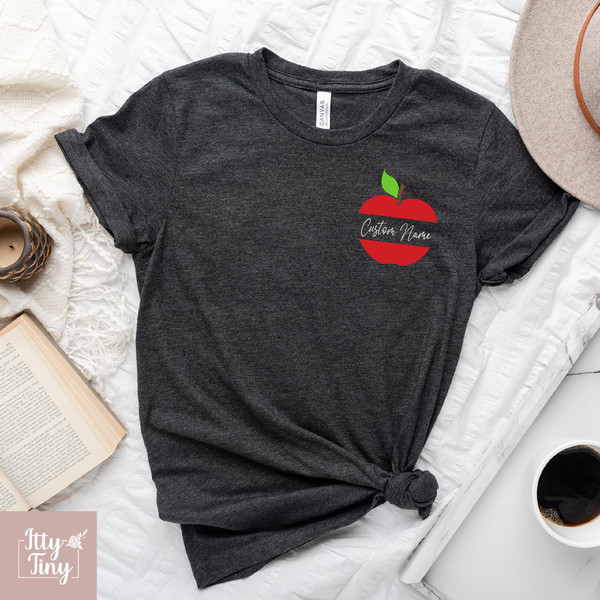 Pocket Apple Teacher Shirt, Personalized Teacher Name T-Shirt, Teacher Gift, School Shirt, Apple Teacher Tee, Custom Teacher Shirt, - 1.jpg