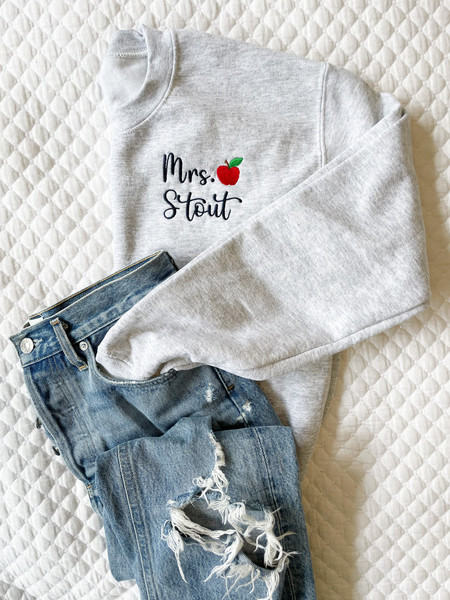 Personalized Teacher Crewneck Sweatshirt  Teacher Name and Apple Zip Popover  Gift for Teacher  End of Year Teacher Gift  New Teacher - 5.jpg