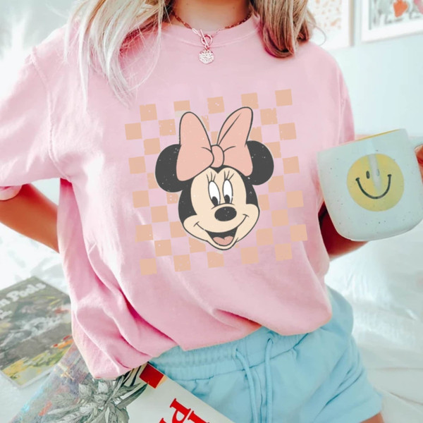 Minnie Checkered Comfort Colors® Shirt, Vintage Minnie Mouse Shirt, Disney Girl Trip Shirt, Disney Women Shirt, Minnie Head Shirt, Mouse Tee - 5.jpg