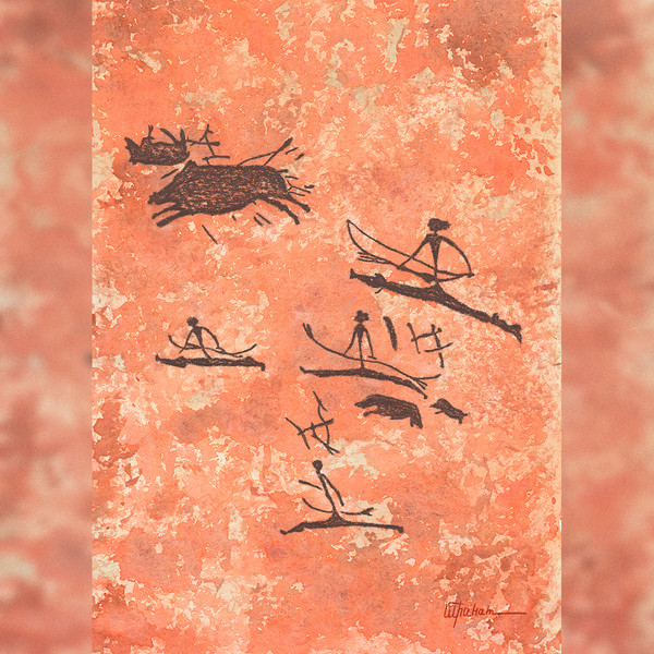 Drawing-of-a-prehistoric-hunters-is-a-modern-abstract-watercolor-drawing-on-paper-Painting-for-interior-as-a-gift-deer-hunting-by-prehistoric-man.jpg