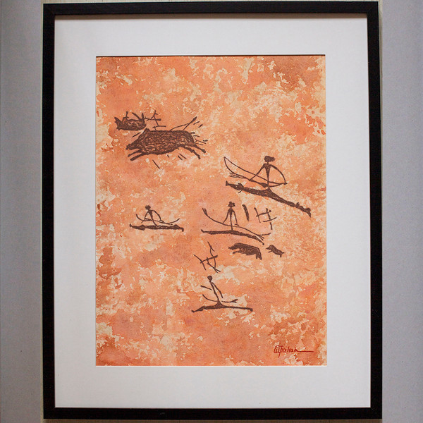 Drawing-of-a-prehistoric-hunters-is-a-modern-abstract-watercolor-drawing-on-paper-Painting-for-interior-as-a-gift-deer-hunting-by-prehistoric-man.jpg