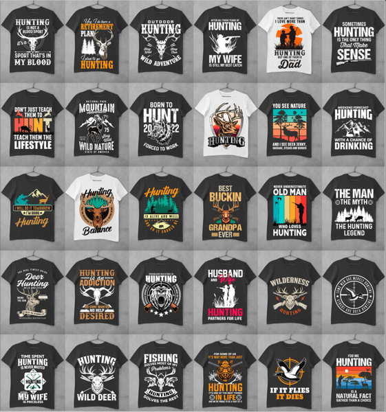 50 Editable Hunting T-Shirt Designs Bundle - Inspire Uplift