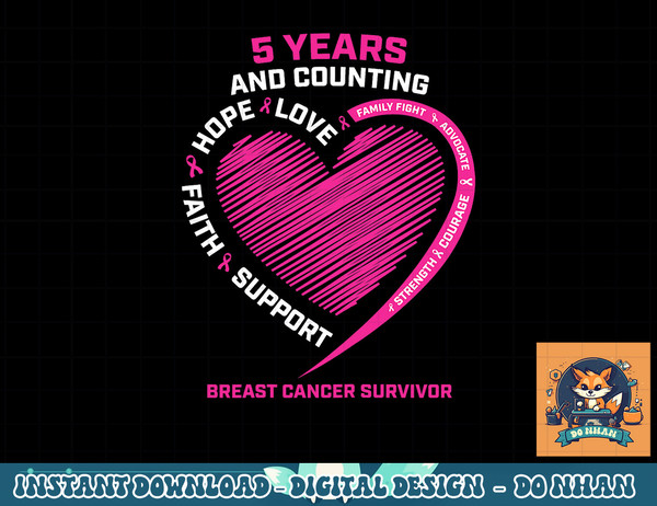 5 Years Cancer Free Gifts Women Pink Breast Cancer Survivor T-Shirt copy.jpg