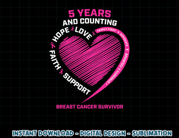 5 Years Cancer Free Gifts Women Pink Breast Cancer Survivor T-Shirt copy.jpg