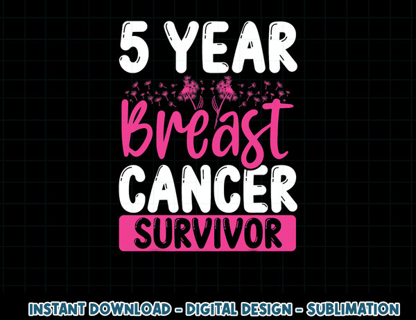 5 Years Cancer Survivor Breast Cancer Awareness Awesome Tee T-Shirt copy.jpg