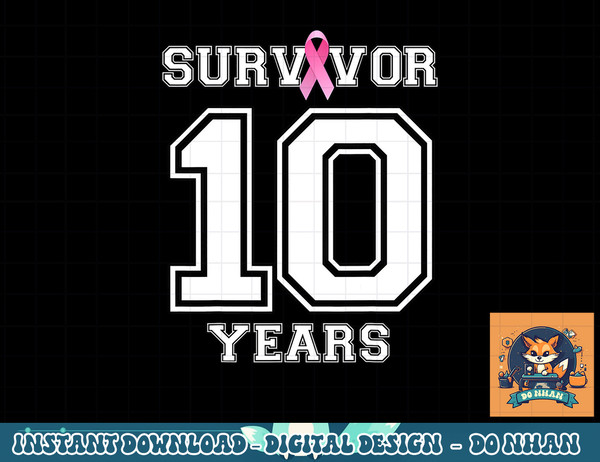 10 Years Breast Cancer Survivor Gifts For Women Pink Ribbon T-Shirt copy.jpg