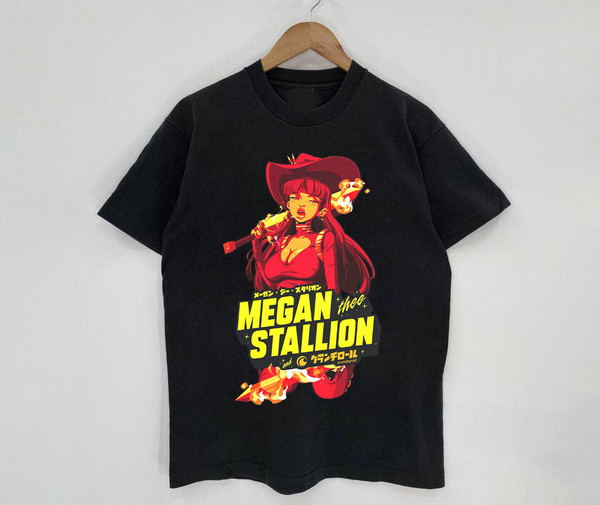 Vintage Megan Stallion Shirt, Megan Anime Cool Black T-Shirt, Megan Shirt, Music RnB Hiphop Rapper Shirt, Gift For Fan, Vintage Style Shirt - 1.jpg