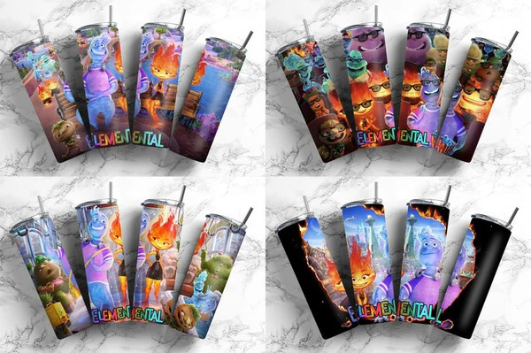 Elemental Tumbler Wrap, Elemental Movie Tumbler Png, Fireboy & Watergirl, Ember, Wade, Clod, Gale Sublimation Elemental Clod Gale Wrap.jpg