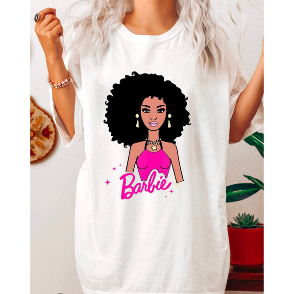 Black Doll Curly Afro Shirt, Black Barbie Shirt, Barbie Movie 2023 Tee, Barbie Tshirt For Girls, Barbie Squad Shirt,Barbie Gifts For Women - 3.jpg