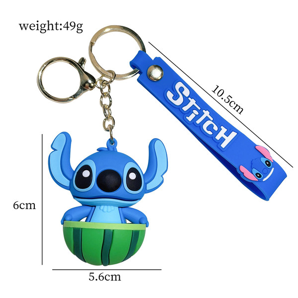 Fashion Kawaii Stitch Keychain Disney Silicon Key Chain Lilo and Stitch  Pendant Key Holder Car Key Ring Bag Hanging