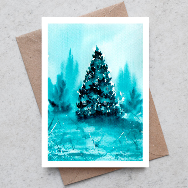 Winter 9 Original watercolor postcard new year  Christmas tree_2.jpg