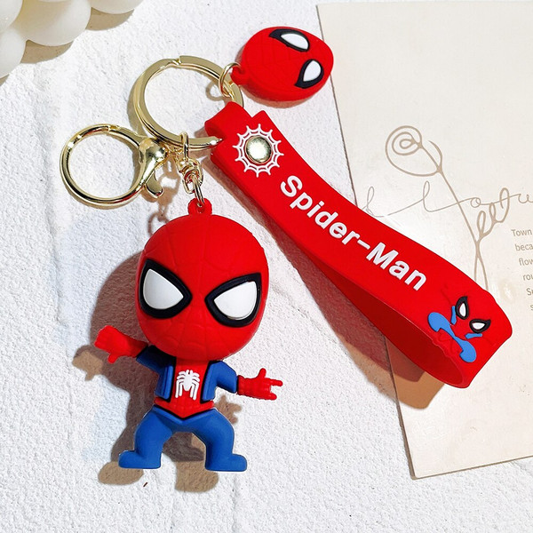 Disney Cartoon Anime Spider Man Pendant Keychains Marvel Car Key