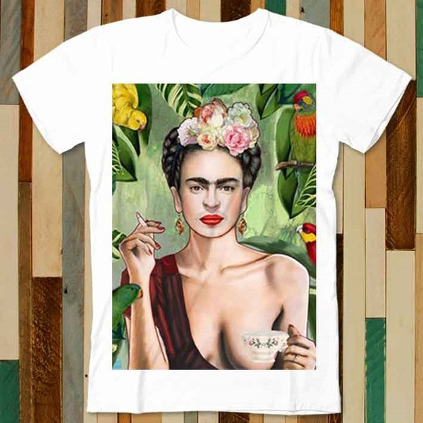 Frida Kahlo Coffee Tea Cup Naked Flowers Passion T Shirt Adult Unisex Men Women Retro Design Tee Vintage Top A4941 - 1.jpg