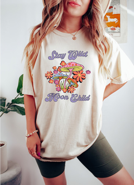 Stay Wild Moon Child Shirt, Mushroom Forest Shirt, Cottagecore Shirt, Goblincore Sweatshirt, Trendy Mushroom Tee, Cute Mushroom Shirts, Gift - 1.jpg