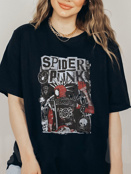 Spider-Punk Shirt, Spider Man Across The Spider Verse Tee, Spider Verse Team Shirt, Spider Cat Tshirt, Marvel Shirt, Gifts For Marvel's Fans - 2.jpg