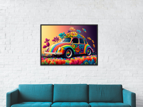 car wall art, colorful wall art, printable wall art,digital art prints,digital download,3d wall art, trendy wall art, horizontal wall art, 2.jpg