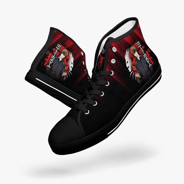 Death Note Light Yagami Red Black High Canvas Shoes for Fan, Death Note Light Yagami Red Black High Canvas Shoes Sneaker