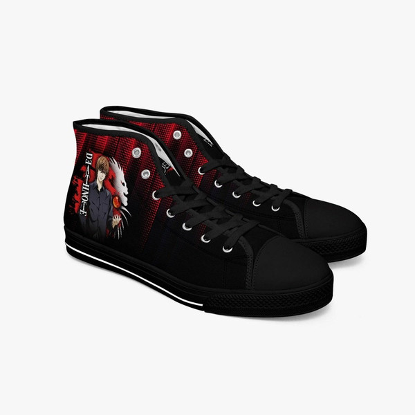 Death Note Light Yagami Red Black High Canvas Shoes for Fan, Death Note Light Yagami Red Black High Canvas Shoes Sneaker