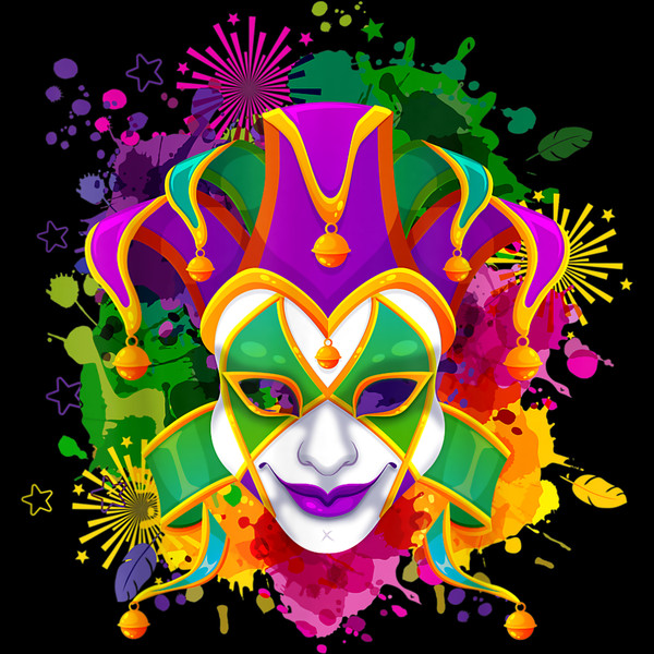 Mardi Gras Mask with Color Splash Back-drop - Mardi Gras T-Shirt.jpg