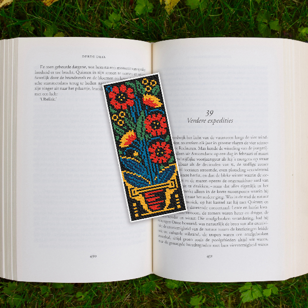 multicolored cross stitch bookmark pattern