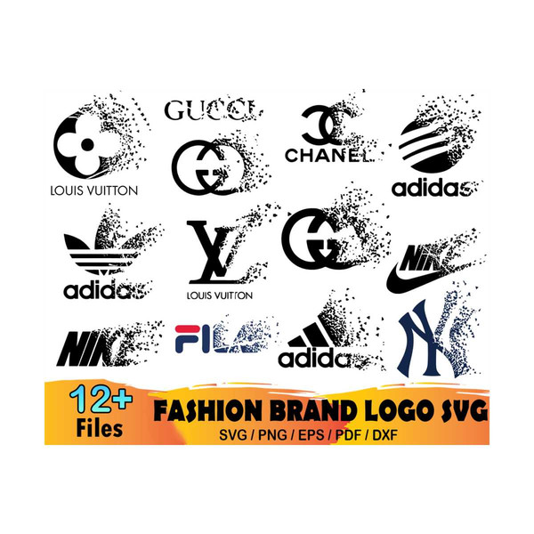 Gucci Chanel Louis Vuitton Logo Bundle Svg, Brand Svg