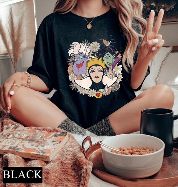 Retro Floral Disney Villains Comfort Colors Tee, Perfect Wicked Shirt, The Bad Witches Club Shirt, Maleficent, Evil Queen, Ursula, Women's - 3.jpg