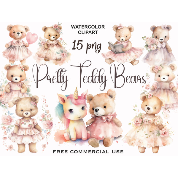 Teddy Bear Clipart, Bear PNG, Baby Bear, PNG, Baby Shower, Digital  Download, Commercial Use