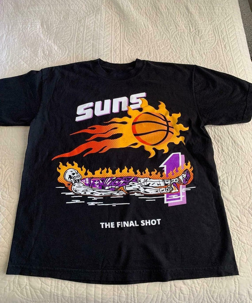 Suns x Warren Lotas “ The Final Shot” Purple Skeleton T-shirt  Suns in 4 , Phoenix Suns Shirt , Suns shirt, Devin booker, nba shirt -UNISEX - 1.jpg