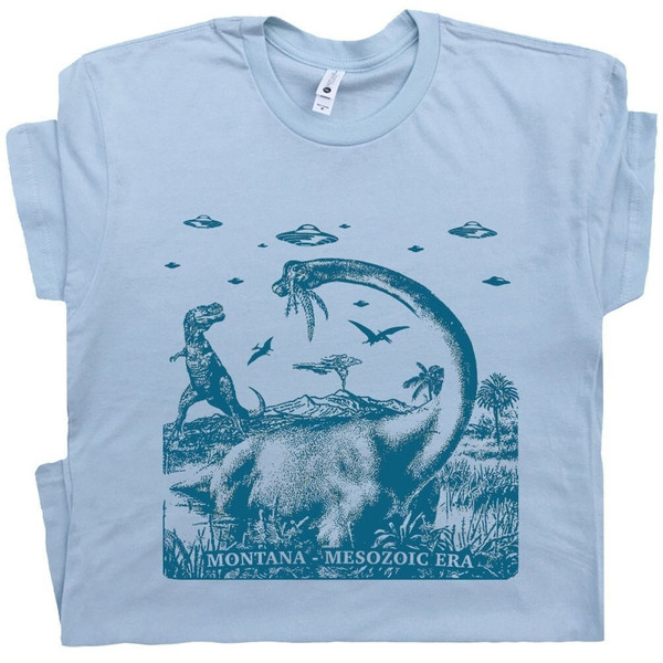 Montana Dinosaur Shirts Weird UFO Shirts Cool Dinosaur T Shirts for Men Women Vintage Jurassic TShirt Park T Rex Shirt Flying Saucer Tee - 1.jpg