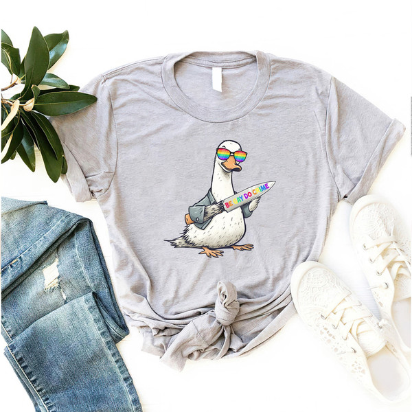 Be Gay Do Crime Shirt, Cute Goose Lgbt Shirt, Pride Outfit, Queer Shirt, Lesbian Shirt, Goose Game LGBT Shirt - 3.jpg