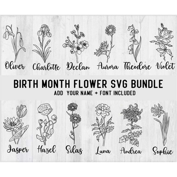 Birth month flowers png svg, Birth flowers name svg, Botanic - Inspire ...